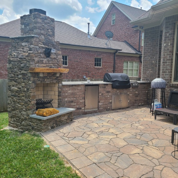 Custom Outdoor Fireplace in High Point, North Carolina